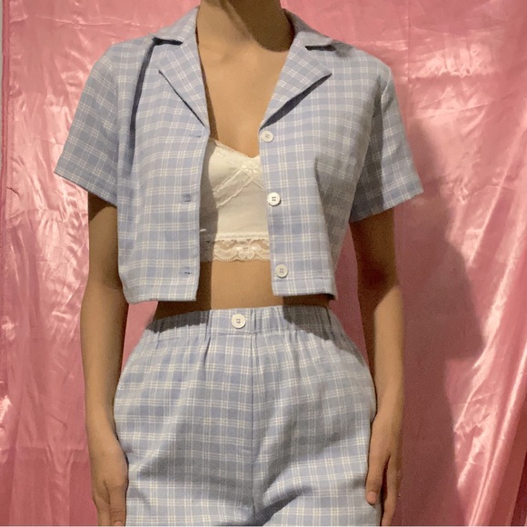 Y2K Baby Blue Plaid Business Set - Picture 1 of 5